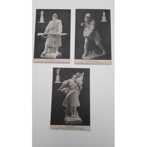 Lot De 3 Cartes Reproduction De Statues