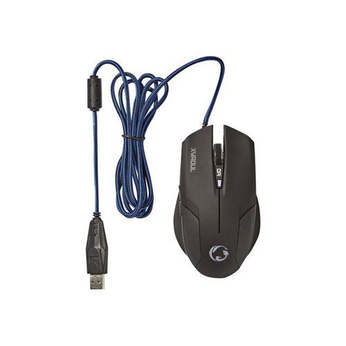 Nedis Gaming Xyaqul - Souris - ergonomique - pour droitiers - optique - 6 boutons - filaire - USB - noir