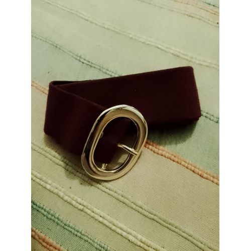 Ceinture Bordeaux En Tissu Boucle Dorée 38/40 Neuve.