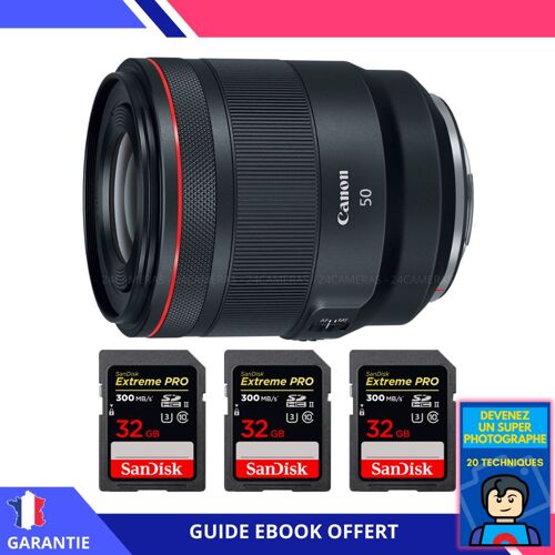 Canon RF 50mm f/1.2L USM + 3 SanDisk 32GB Extreme PRO UHS-II 300 MB/s + Ebook 'Devenez Un Super Photographe'