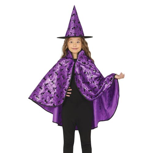 Kit Cape Et Chapeau De Sorcière Lilas Enfant