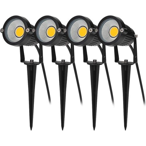 Asfasfq-4pcs Éclairage Extérieur À Piquer Cob 5w 220v Ip65 Étanche Led Spot Orientable Projecteur Lampe De Jardin Éclairage Pour Chemins Plantes Balcon Terrasse Pelouse Blanc Chaud