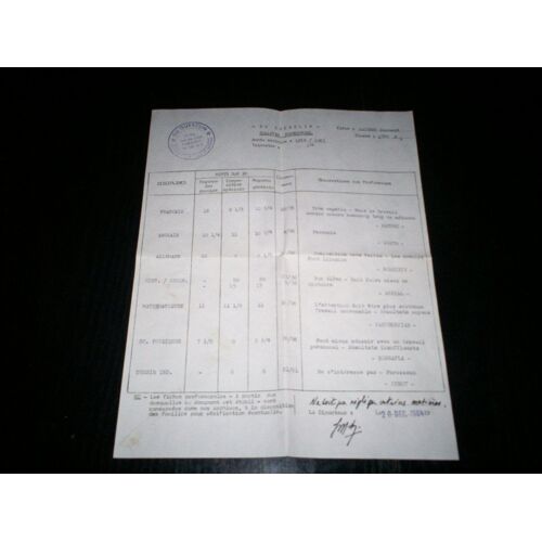 Ancien Bulletin Scolaire Trimestriel Établissement D'enseignement Du Guesclin