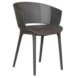 Lot De 4 Chaises De Jardin Olindo En Plastique Gris, Chaise D'extérieur Pour Terrasse Avec Protection Anti-Uv