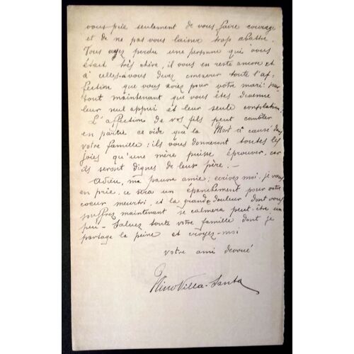 1903 : Lettre Autographe Du Journaliste-Écrivain Italien Gino Villa Santa