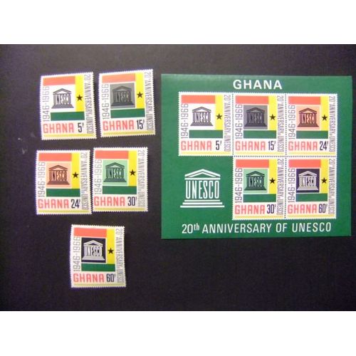Ghana 1966 20 Anniversaire De Unesco Yvert 253 / 57 Bloc 23 ** Mnh