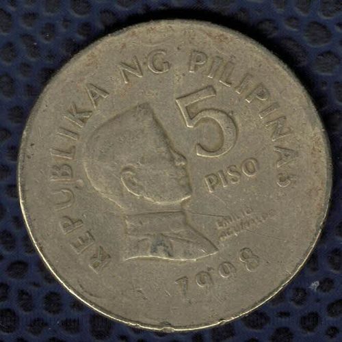 Philippines 1998 Pièce De Monnaie Coin 5 Piso Président Emilio Aguinaldo Su