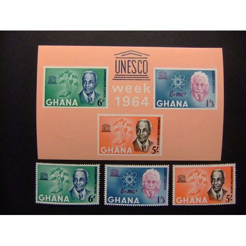 Ghana 1964 Unesco Washington Einstein Yvert 178 / 80 + Bloc 12 ** Mnh