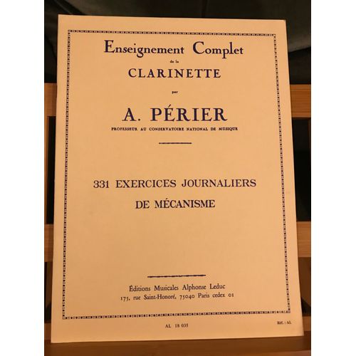 A. Périer 331 Exercices Journalier Mécanisme Partition Clarinette Leduc