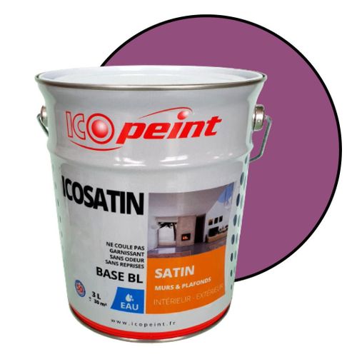 Peinture Acrylique Satin Lessivable 3L - ICOSATIN RAL 4008 Violet de sécurité