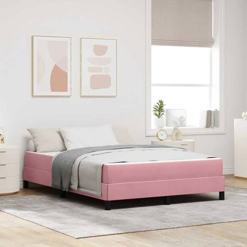 vidaXL Lit à ressorts avec matelas Rose 160 x 220 cm tissu