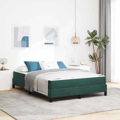 vidaXL Lit à ressorts avec matelas Vert foncé 160 x 220 cm tissu