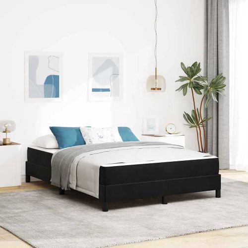 vidaXL Lit à ressorts avec matelas Noir 160 x 220 cm tissu