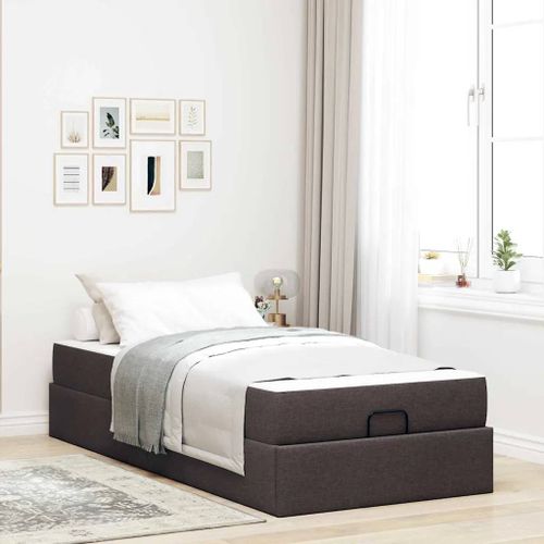 Vidaxl Cadre De Lit Avec Matelas Marron Foncé 80 X 200 Cm Tissu