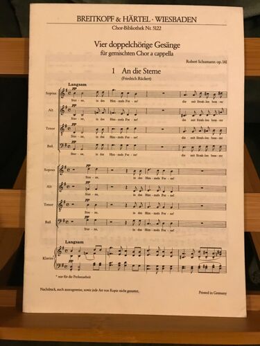 Robert Schumann 4 Choeurs Pour Double Choeur Mixte Opus 141 Partition Breitkopf