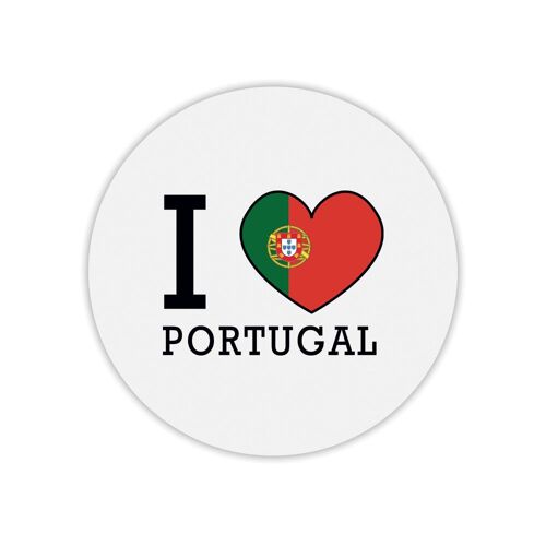 Tapis de souris rond i love drapeau portugal