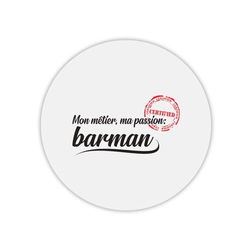 Tapis de souris rond imprimé métier passion barman