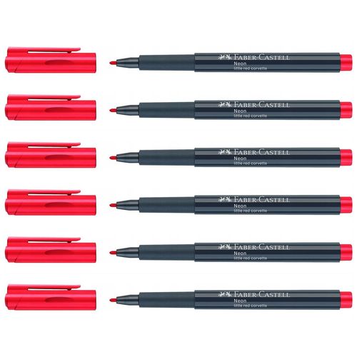 Faber-Castell Lot De 6 Marqueurs Neon Fluo 1,5mm Couleur Rouge