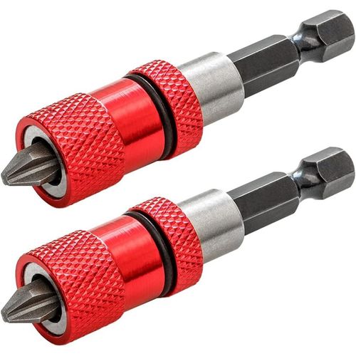 DUON-2Pcs Magnétique Porte-Embout Avec Butée De Profondeur De Vis Réglable 1/4" Hex Tige Cloison Sèche Embout De Visseuse Placo Pour Plaques De Plâtre Avec Embouts De Tournevis Ph2