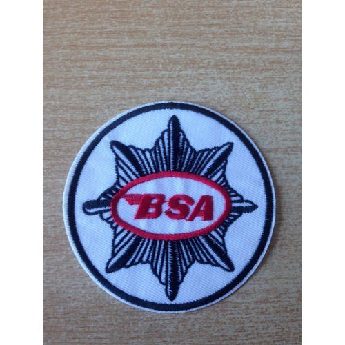 Ecusson Moto Brodé Logo Bsa Diam. 8cm