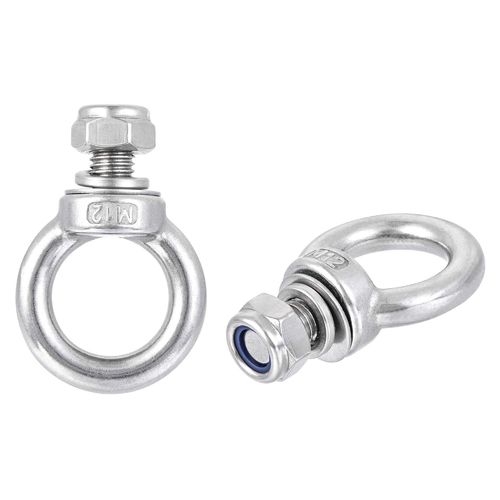 Lot De 2 Boulons À ?illet De Levage M12 X 20 Mm À Filetage Mâle Avec Écrou À Vis Hexagonale,Rondelle Plate Pour Suspension,Acier Inoxydable 304