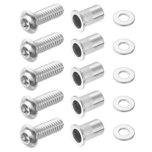 Lot De 50 Écrous Et Boulons À Rivets 1/4-20 - Vis À Tête Cylindrique 1/4-20 - Rondelles Plates Filetées En Acier Inoxydable 304
