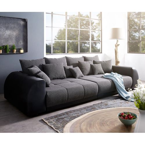 Canapé Violetta Noir 310x135 Cm Avec Coussin Grand Canapé Bigsofa