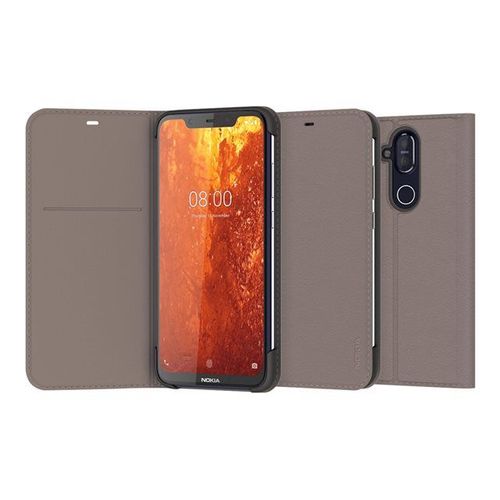 Nokia Entertainment Flip Cover Cp-281 - Étui À Rabat Pour Téléphone Portable - Polyuréthane, Polycarbonate - Gris - Pour Nokia 8.1