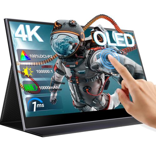 Moniteur Portable 15.6" OLED 4K écran tactile 4510 mah batterie gaming ecran 3840*2160 100000:1 400cd/m2 100% DCI-P3 NTSC 1.07B(8Bit+2FRC)