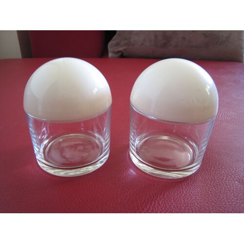 2 Pots En Verre Vintage Avec Couvercle
