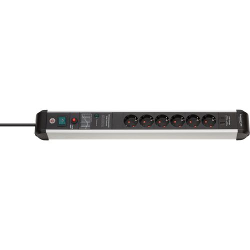 Brennenstuhl Prolongateur multiprise Premium-Protect-Line avec parasurtenseur 60.000A avec chargeur Power Delivery USB 6 prises 3m H05VV-F 3G1,5 - 1391010620