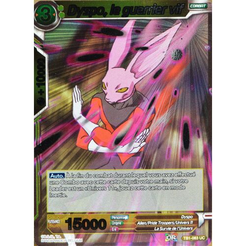 Carte Dragon Ball Super Tb1-083-R Dyspo, Le Guerrier Vif  Foil