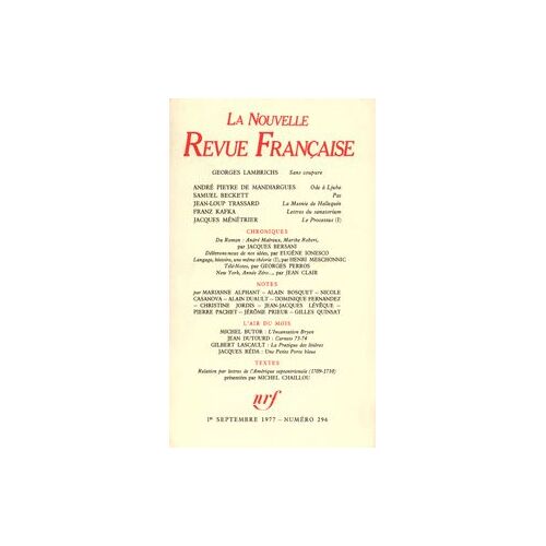 La Nouvelle Revue Française N° 296 Sept 1977