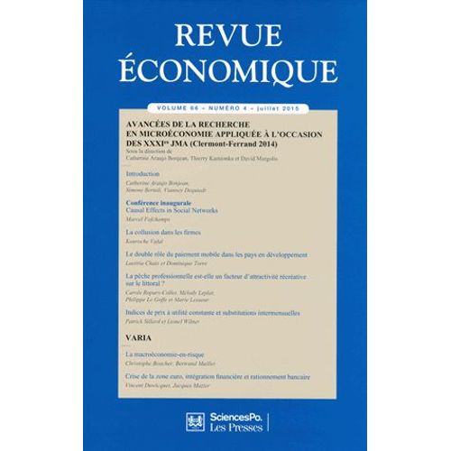 Revue Économique Volume 66 N° 4