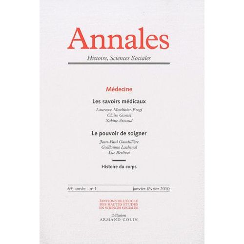 Annales Histoire, Sciences Sociales N° 1, Janvier-Févrie - Médecine