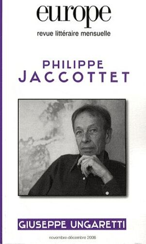 Europe N° 955-956, Novembre - Philippe Jaccottet