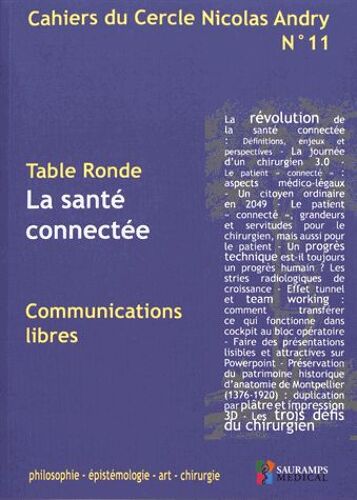Cahiers Du Cercle Nicolas Andry N° 11 - La Santé Connectée