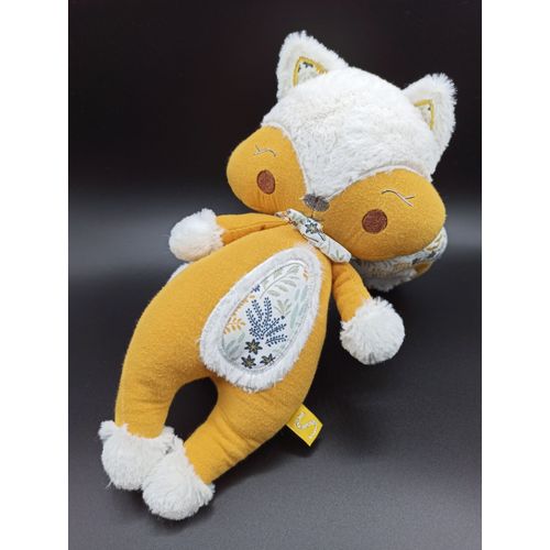 Doudou peluche - écureuil - Promenons-nous - env. 28 cm - Sauthon - jaune moutarde blanc