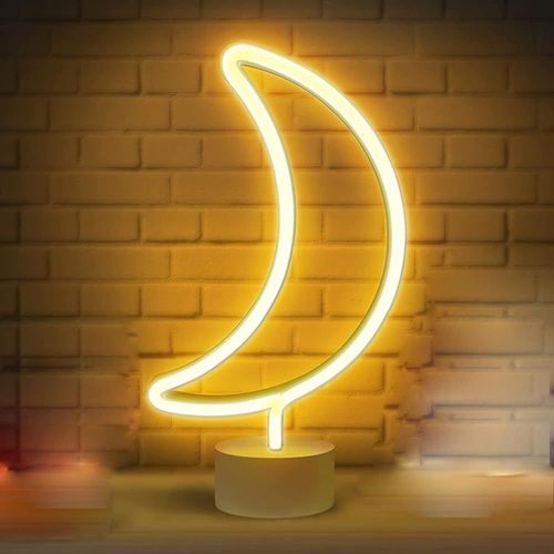 Lune Lumières Led Enseignes Au Néon Lights Avec Base Veilleuses Led Neon Lights Batterie Usb Opération Veilleuses Décoration Pour Noël, Anniversaire, Salon, Chambre, Saint Valentin