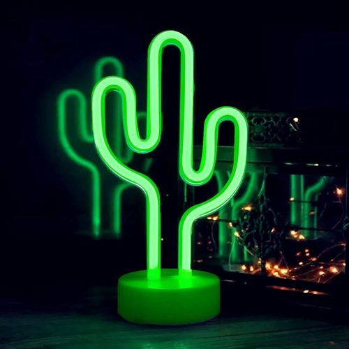 Cactus Lumières Led Enseignes Au Néon Lights Avec Base Veilleuses Led Neon Lights Batterie Usb Opération Veilleuses Décoration Pour Noël, Anniversaire, Salon, Chambre, Saint Valentin