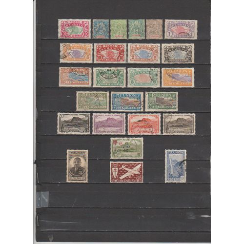 25 Timbres Reunion Obliteres & Neufs Sans Gomme