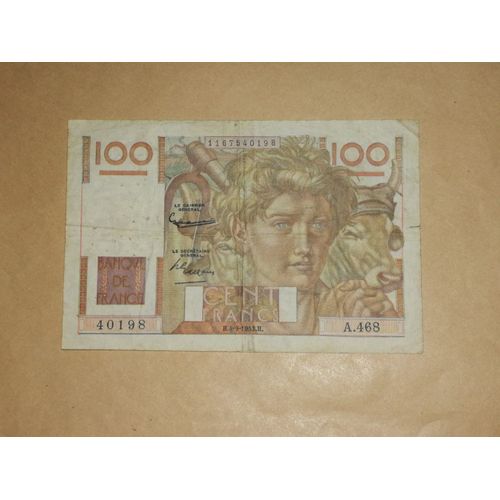 Billet 100 Francs Jeun Paysan 1952 France