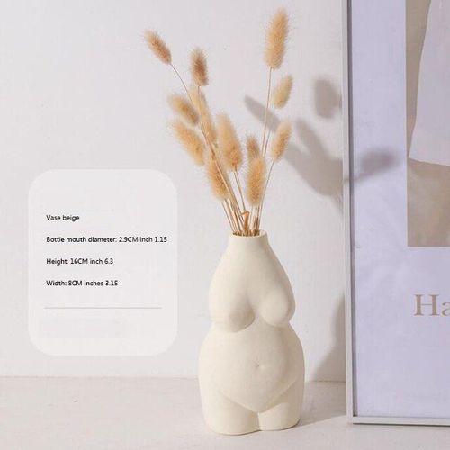 Blanc - Vase Nordique En Céramique Pour Femmes, Décoration De La Maison, Art Corporel, Vase De Décoration De Salon De Jardin, Vase De Fleurs Séchées