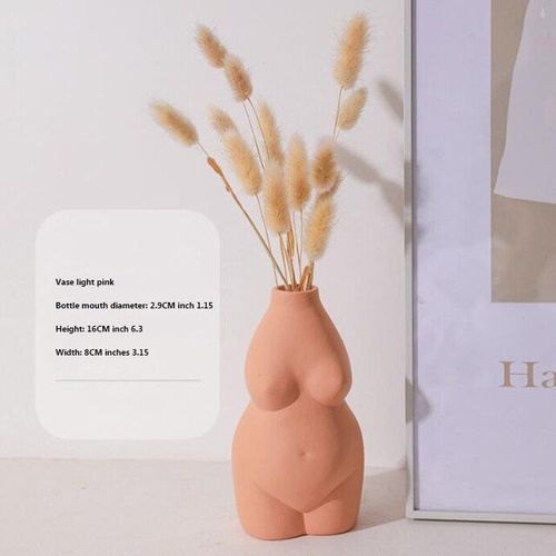 rose clair - Vase Nordique En Céramique Pour Femmes, Décoration De La Maison, Art Corporel, Vase De Décoration De Salon De Jardin, Vase De Fleurs Séchées