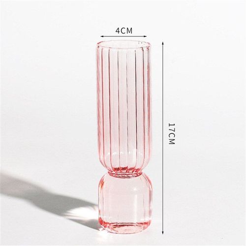 rayon rose - Vase nordique en verre Transparent, petite bouteille en verre pour plante hydroponique, décoration de salon, Vase de fleurs séchées
