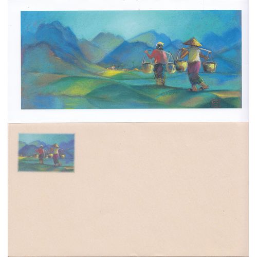 Chou Sundara, Artiste Peintre : Retour Du Marché (Avec Enveloppe)