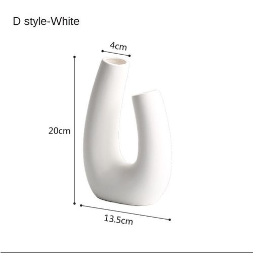 D Style-blanc - Vase en céramique minimaliste nordique Simple et élégant, Arrangement créatif de fleurs séchées, ornements, ameublement de la maison