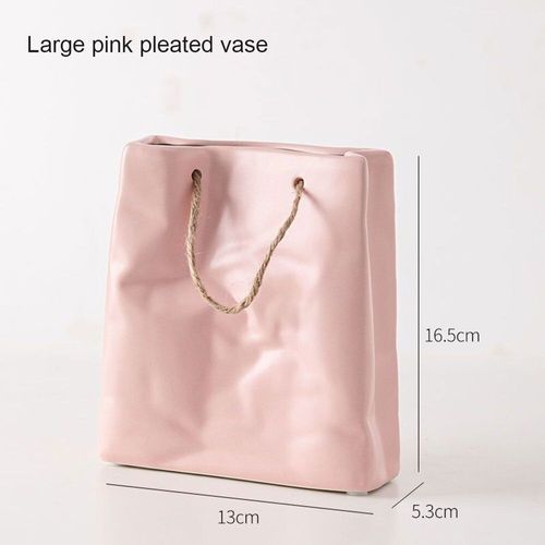 rose grand - Vase créatif nordique en céramique, sac de Shopping Design sac à main Arrangement de fleurs séchées Simple salon Simulation bureau
