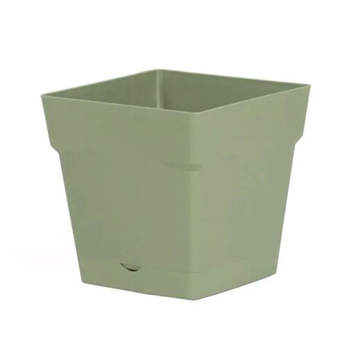 Pot Carré Toscane Avec Réserve D'eau 10.2l - 25x25cm - Vert Laurier - Eda Plastiques