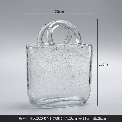 G-20x26cm-blanc - Vase à main en verre de luxe nordique, panier de Shopping créatif, Vase à fleurs séchées, Vases'arrangement de fleurs, ornements de décoration de maison